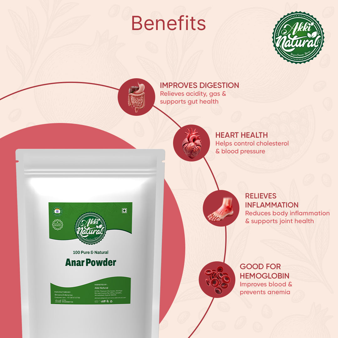 Anar Powder (Akki Natural  | Pomegranate Peel Powder Dry, Anar Dana)